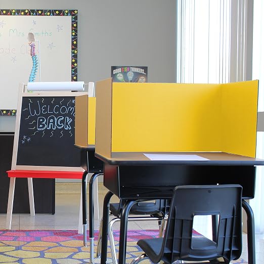 Flipside Products 18”x 48” Yellow Study Carrel, Privacy Boards, Student Privacy and Focus Booth for The Classroom, Desk Divider Cubby for Tests, Made in USA - 12 Pack - Image 6