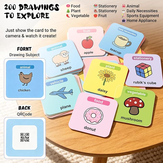 Joso Drawing Robot Toys for 3-8 Year Old Kids with 200 Cards & 22 Pens | Montessori Painting Learning Toys with Smart Card Scanning Recognition & Voice Interactive for Boys Girls Birthday Party - Image 4