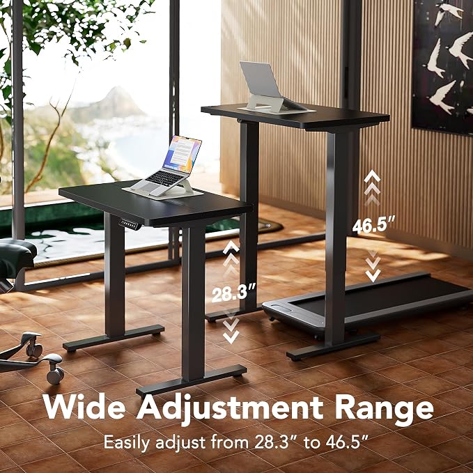 HUANUO 63x28 Inch Electric Standing Desk, Height Adjustable, Black | Smooth Home Office Desk, 176lbs Capacity with 4 Memory Presets & Headphone Hooks. Easy to assemble Computer Gaming desk - Image 5