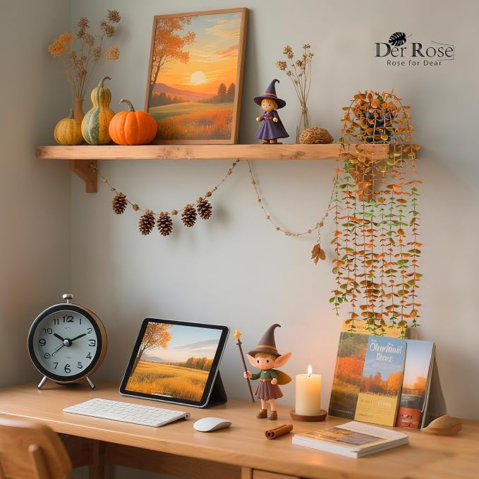 Der Rose 1Pcs Fake Fall Plants Hanging Orange Artificial Potted Faux Eucalyptus Plant Decorations for Fall Thanksgiving Bathroom Table Centerpiece Wall Kitchen Room Decor Indoor and Outdoor - Image 7