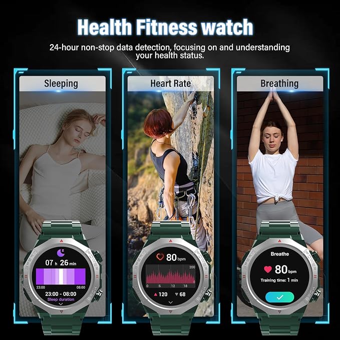 Smart Watch for Men (Answer/Make Calls), Rugged Men's Military Smartwatch, 1.39" HD Fitness Tracker with Heart Rate/Sleep/Step Monitor, 110+ Sport Modes, IP68 Waterproof Activity Tracker Android iOS - Image 4