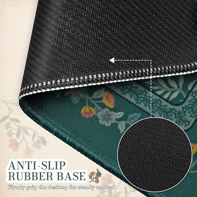 iCasso Aesthetic Small Mouse Pad, 9.5x7.9in,Home Office,Deep Green | Mini Portable Travel Mousepad, Anti-Slip and Comfortable Cloth Mouse Mat with Stitched Edges for Computer, Home - Image 5