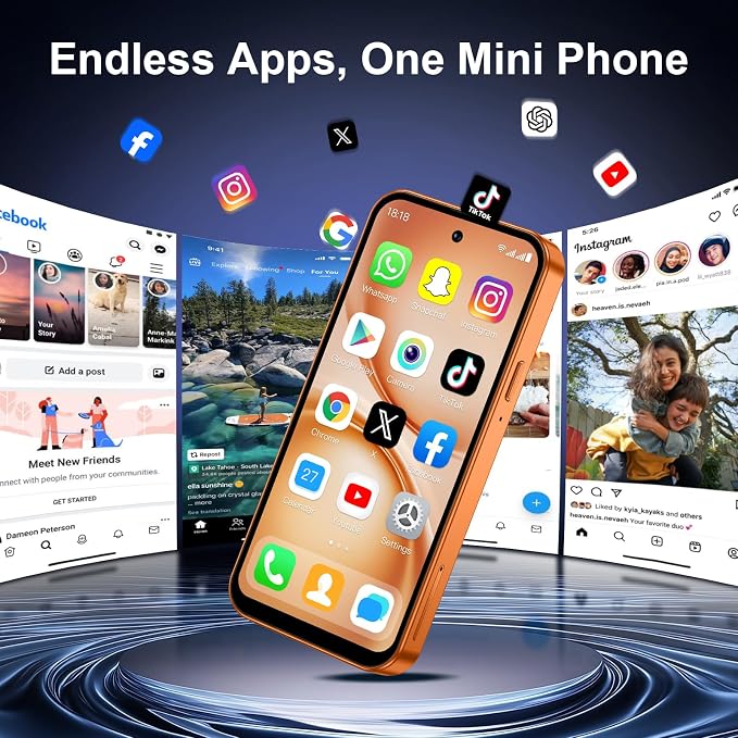 4.5'' Mini Phone 64GB Unlocked 4G Mobile Smartphone with 2000mAh Battery Compact Backup Mini Phone for Kids & Students Dual SIM Face ID Silver | 4.5'' HD Screen - Image 3