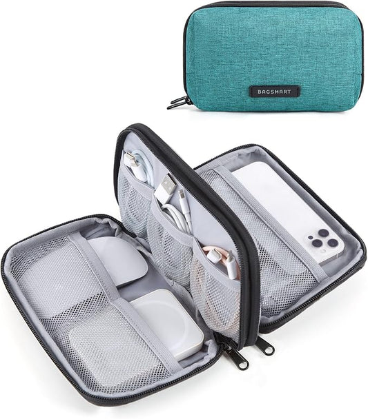 BAGSMART Electronics Organizer Travel Case, Cable Charger Cord Tech Organizer Pouch for Phone Charger Accessories, Bluish Green by BAGSMART