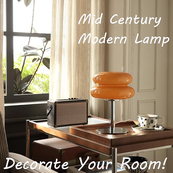 Glivpny Mushroom Lamp Table Lamp for Night Stands,Mid Century Modern Desk Lamps for Bedroom, Vintage Dimmable Bedside Small Cute Lamps, Cool Aesthetic House Warming Gifts New Home Decor (Copper) - Image 2