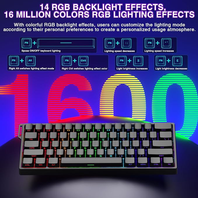 Aula WIN60 HE - 60% Mechanical Gaming Keyboard Wired, Magnetic Switch Hot Swappable, Adjustable Actuation Rapid Trigger Mode, 8000 Hz Polling Rate, RGB Small Keyboard 60 Percent Compact Design for PC - Image 7