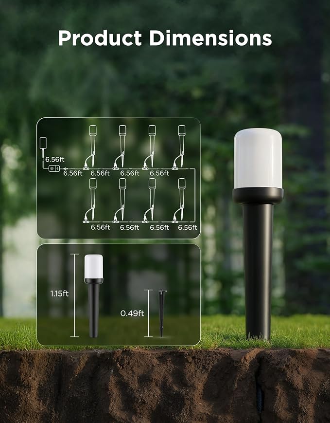 Govee Outdoor Cylinder Pathway Lights, 8 Pack, 425 Lumens, IP67 Waterproof | 60+ Preset Scene Modes, Outdoor Decor for Path, Patio, Garden, Lawn, Compatible with Alexa, Google Assistant, Matter - Image 8