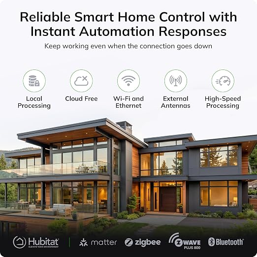 Hubitat Elevation C-8 Pro Smart Home Hub - Local Control & Automation for Smart Thermostat, Voice Assistants, Ring Cameras - Compatible with Z-Wave 800 LR, Zigbee 3.0, Matter 1.5, Bluetooth, Wi-Fi - Image 3