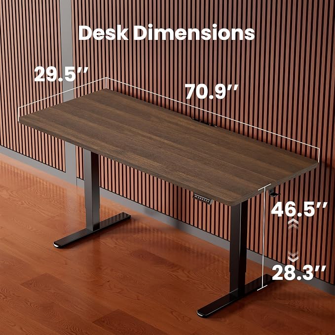 ErGear Height Adjustable Electric Standing Desk, 71 x 30 Inches Sit Stand up Desk, Memory Computer Home Office Desk, Dark Walnut - Image 3
