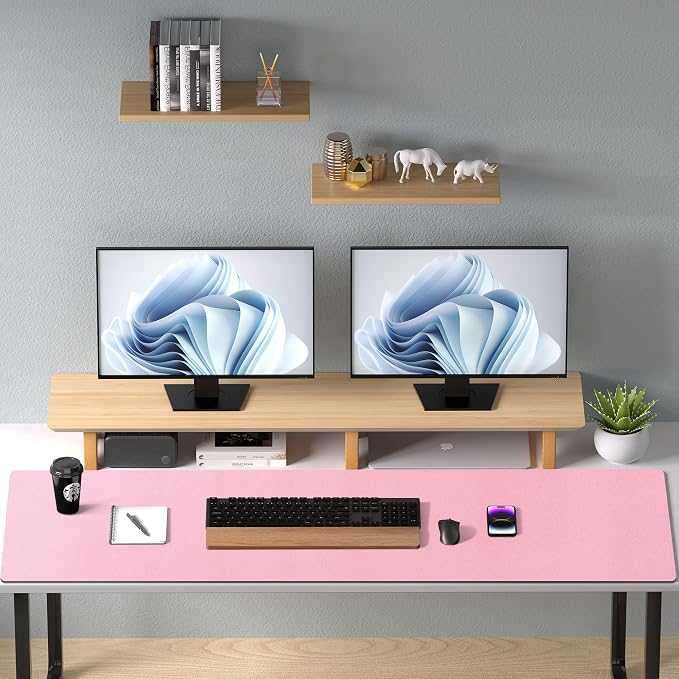 Aothia Faux Leather Desk Mat – Large Mouse Pad, Non-Slip PU Leather Blotter, Waterproof Writing Surface for Office and Home (Fairy Pink, 47.2" x 23.6") - Image 9