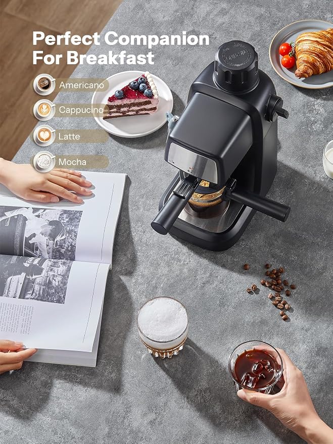 Reemix Espresso Machine 3.5 Bar, 800W Compact Size Coffee Maker | with Steam Wand, 4 Cups Cappuccino & Latte Machine for Home and Office - Image 7