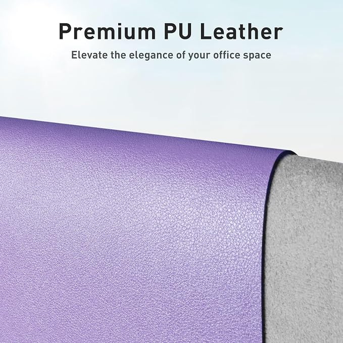 Aothia Faux Leather Desk Mat (Light Purple, 23.6" x 13.7") | Creates One Clean Surface For Your Keyboard, Mouse And Laptop, Helping Keep Your Workspace Organized Every Day - Image 2