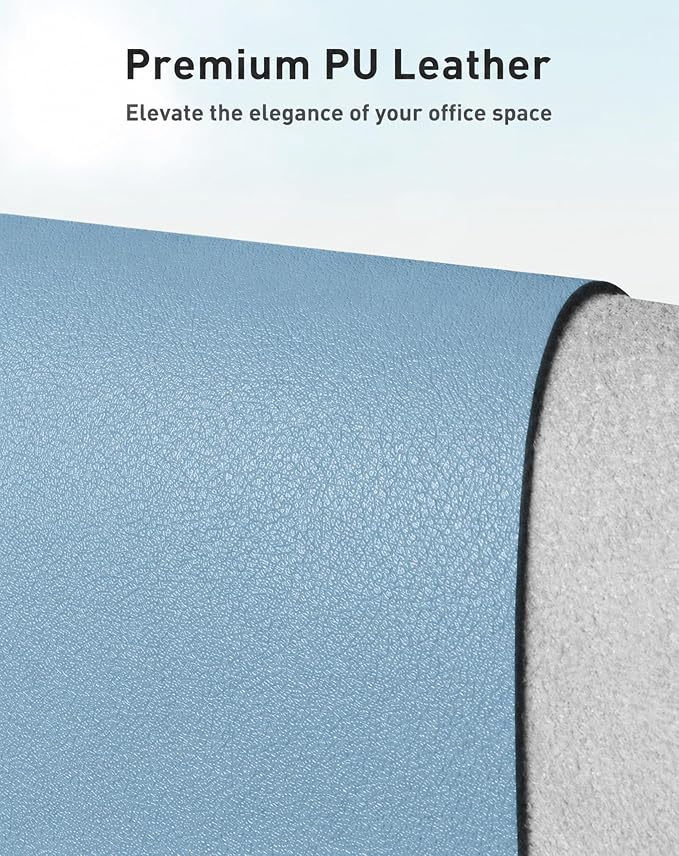 Aothia Faux Leather Desk Mat for Keyboard & Mouse (Sky Blue, 42" x 17") | Large desk mat for keyboard, mouse and laptop, creating a clean, organized workspace for work, study and everyday use - Image 2