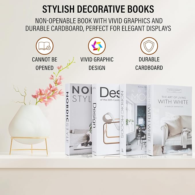 PROBENEX 4 Pcs Decorative Books | Faux Black Coffee Table & Shelf Decor | Bold Modern Look for Living Room, Office and Entryway - Not Real, Tool-Free 2-Min Setup - Image 7