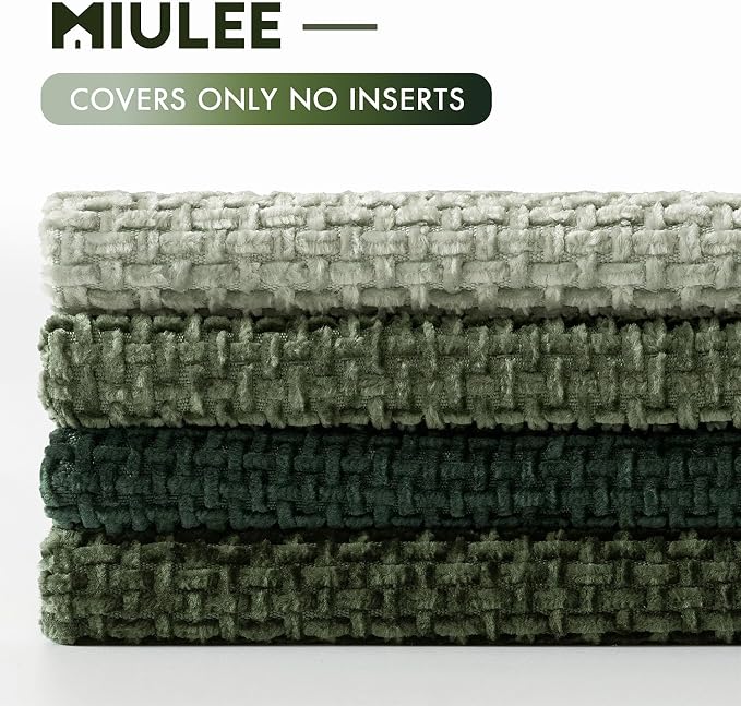 MIULEE Pack of 4 Couch Throw Pillow Covers 16x16 Inch Green Soft Decorative Chenille Pillow Covers Farmhouse Accent Cushion Covers for Boho Spring Home Decor Sofa Bedroom Living Room - Image 6