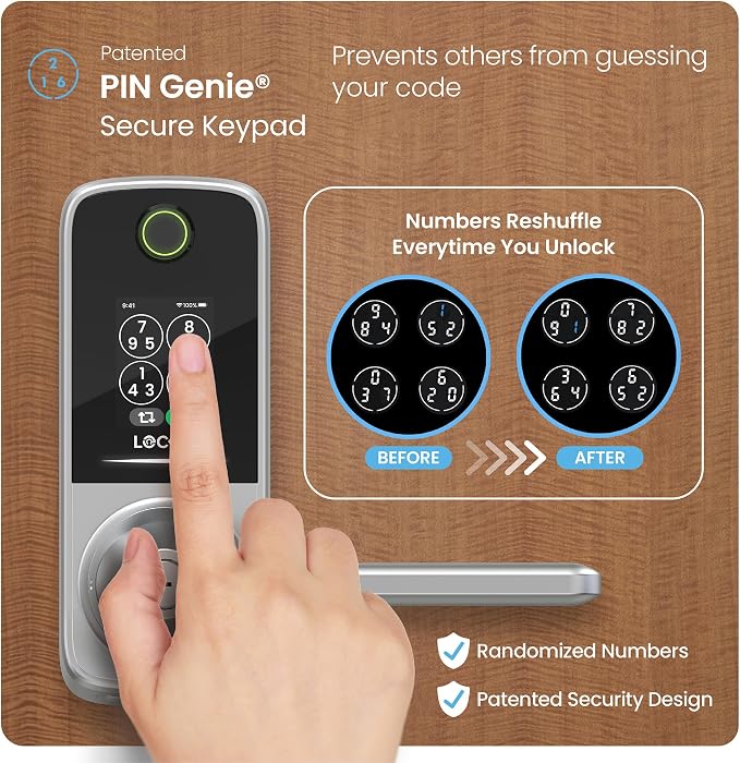 Lockly Secure Pro Smart Lock with Handle - Biometric Fingerprint & Patented Anti-Peep PIN Genie Keypad, Built-in Wi-Fi Keyless Entry Door Lock, App Remote Control, Works with Alexa & Google Assistant - Image 6