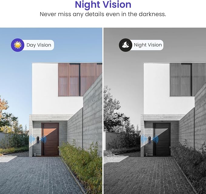 1080p Smart Wi-Fi Doorbell Camera with Doorbell Receiver, AI Motion Detection, Night Vision, Cloud Storage, 2 Way Audio, Battery Powered, 2.4GHz Wi-Fi Only - Image 7