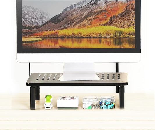 Monitor Stand for Desk Monitor Riser, Adjustable Laptop Riser, Desk Organizer Desktop Printer Laptop Storage Shelf, Mesh Metal Computer Item Stand (1 Piece)(14.5" Lx9.3 W) by Unknown
