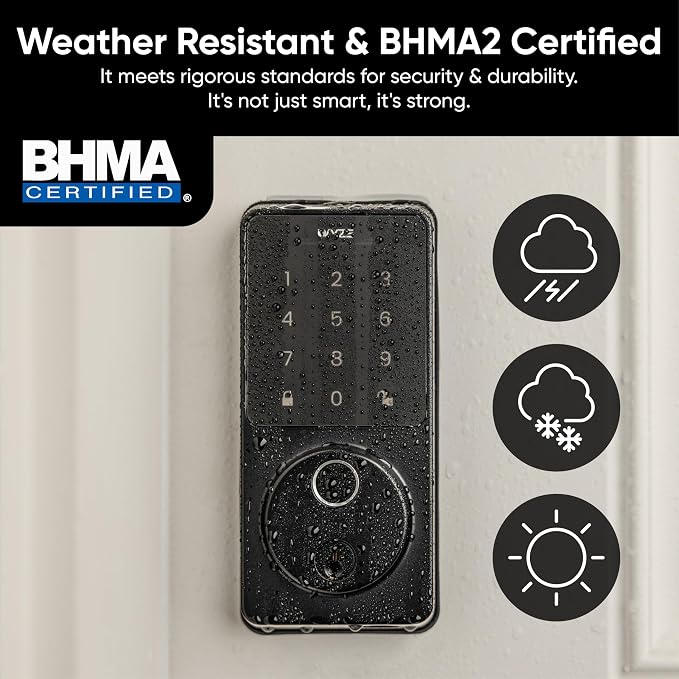 Wyze Auto-Lock Bolt v2, Fingerprint Keyless Entry Smart Lock, AI Learning Scanner with Wi-Fi Front Door Lock Deadbolt, Auto-Lock, 8 Months Battery, BHMA2, IP53, Anti-Peep Keypad, Backup Keys - Image 14