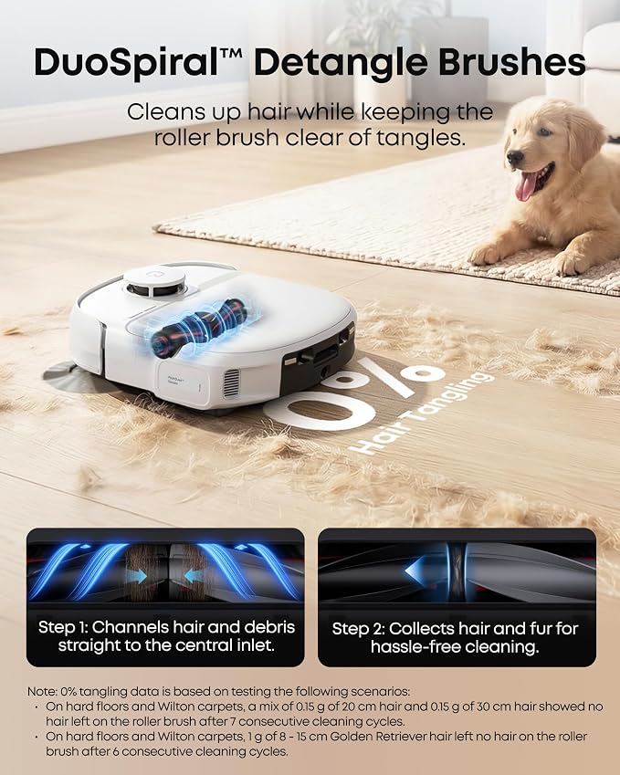 eufy C28 Robot Vacuum and Mop Combo, 15,000 Pa, HydroJet Roller Mop | Upgraded from X10 Pro, Zero-Tangle for Pet Hair, Auto Mop Washing&Drying, Self-Emptying&Refilling 2026 New, White - Image 4
