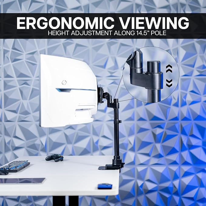 VIVO Clamp-on Single Ultra Wide Monitor Desk Mount, Low Profile Heavy Duty Adjustable Stand for 1 Ultrawide Screen up to 57 inches, 59.4 lbs Capacity, Black, STAND-V157C - Image 6