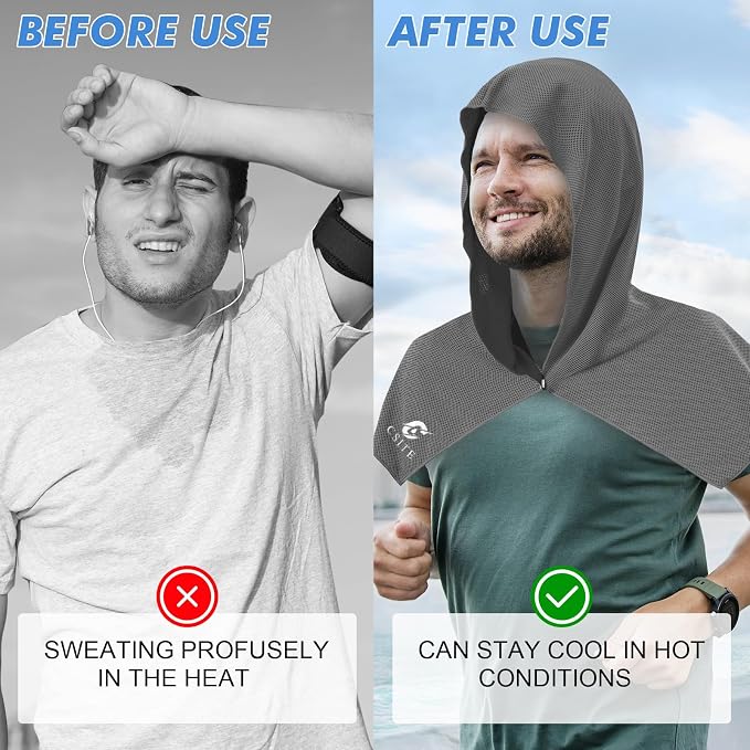 CSITE 4 Pack Cooling Hoodie Towels for Neck and Face, UPF 50 Sun Protection & Instant Cooling, Ice Towels for Hot Weather, Soft Breathable Towel for Sport, Work Out, Gym, Camping & More Activities - Image 4