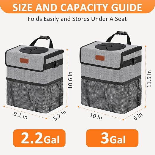 Vankor Car Trash Can Trash Bag Bin Hanging Waterproof Automotive Car Garbage Cans Leak Proof Vehicle Trash Can Grey - Image 7