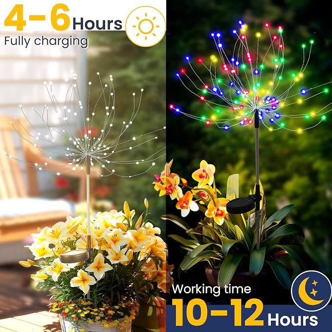 GIGALUMI Garden Outdoor Decor Lights 120LED 2Pack, Solar Garden Lights for Yard Outside Fairy Decorative,Solar Powered for Yard Pathway Flowerbed Planter Balcony Patio Decor（Multicolor） - Image 2
