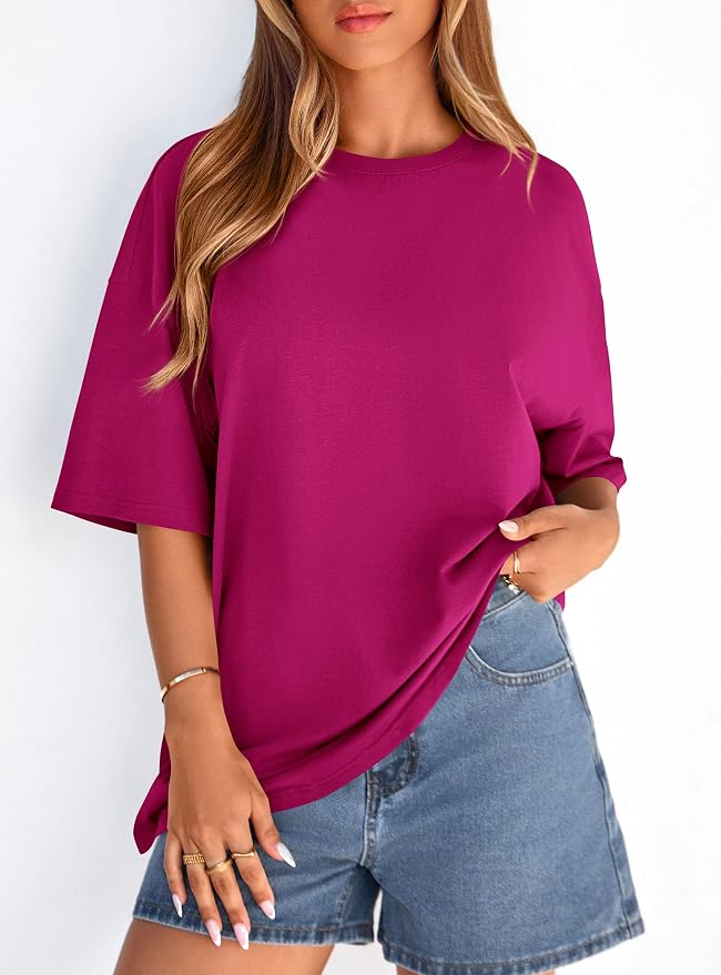 PRETTYGARDEN Womens 2026 Spring Going Out Tops Casual Short Sleeve Crewneck Loose Fit Basic Oversized T Shirts Summer Outfits - Image 4