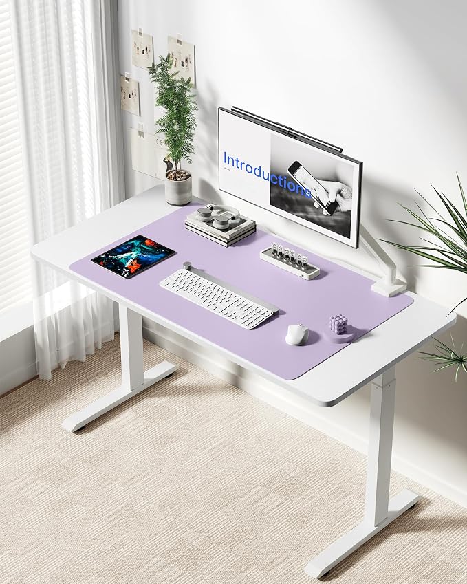 YSAGi Leather Desk Protector, Office Mat, Large Mouse Mat, Non-Slip PU Leather Blotter, Laptop Desk Mat, Waterproof Writing Pad for Office and Home(Light Purple, 40" x 24") - Image 2