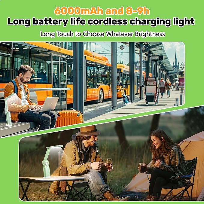 VAVOFO Cute Bunny Desk Lamp, Foldable LED Rechargeable Eye-Caring Reading Light, 3 Color Modes Dimmable Night Light for Kids Girls Bedroom Study Dorm Room (Mint Green) - Image 4