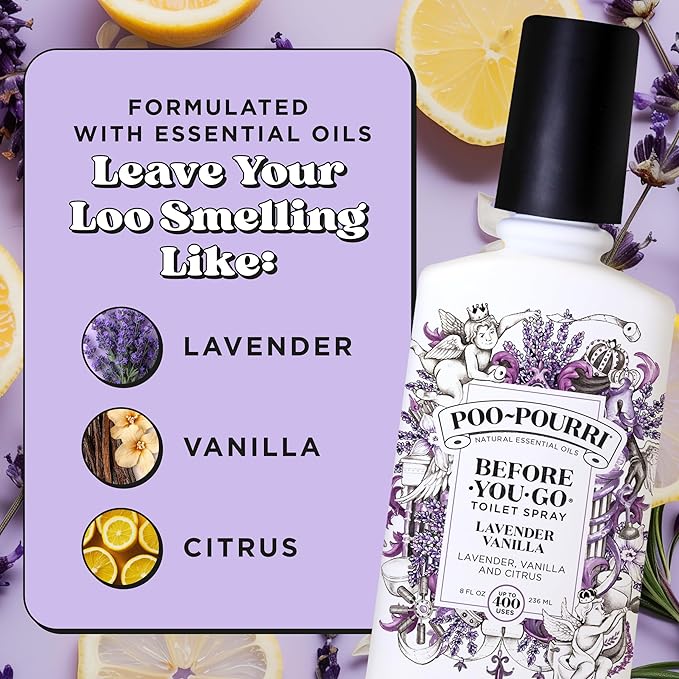 Poo-Pourri Before-You-Go 8oz Air & Toilet Freshener Lavender Vanilla Spray – Instantly Works to Trap Bathroom Odor – Plant Based Ingredients & Essential Oils – with Lavender, Vanilla & Citrus - Image 7