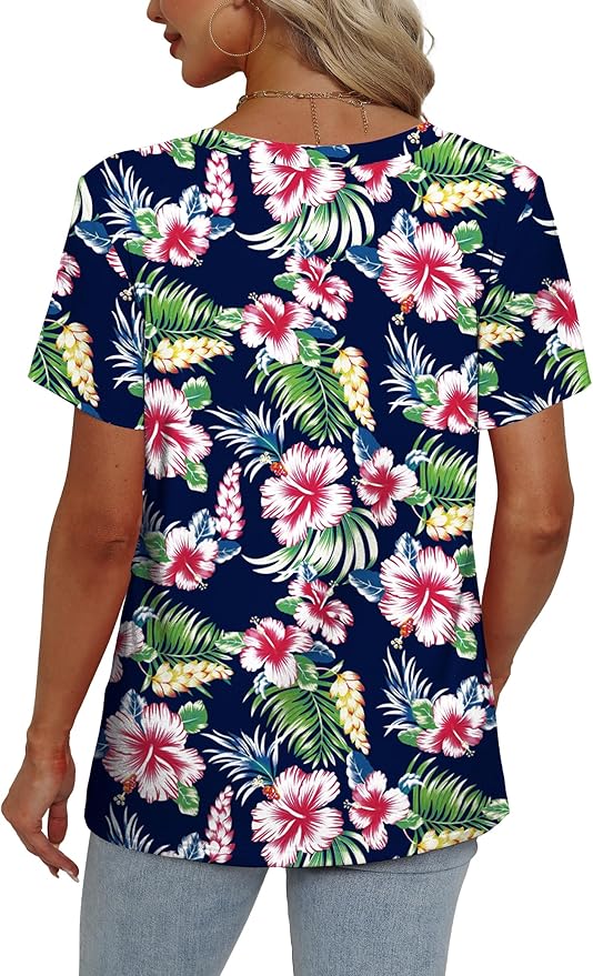 Alaroo Womens Summer Tops 2026 V Neck Short Sleeve Shirts Trendy Dressy Casual Vacation Outfits Printed - Image 4