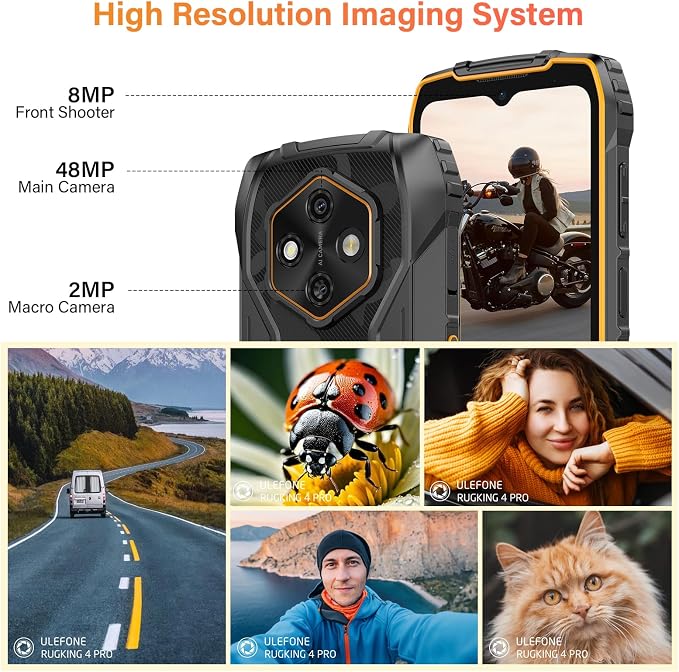 Ulefone RugKing 4 Pro AI Rugged Smartphone, 10000 mAh Battery 16GB + 128GB, 48MP 6.56" 120Hz Android 15, 120LM Super Torch/3 Card Slots/IP68/IP69K/NFC, Package with Exclusive Armor Case- Orange - Image 8