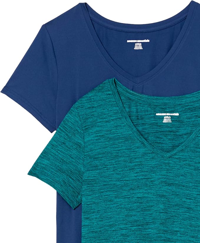 Amazon Essentials Women's Active Quick Dry Tech Stretch Short-Sleeve V-Neck T-Shirt (Available in Plus Size), Pack of 2 - Image 8