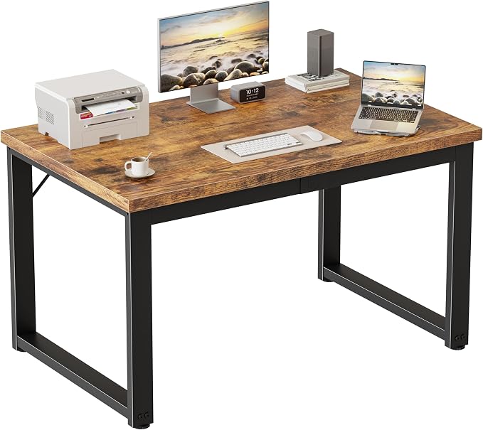 Mericonia 40 Inch Computer Desk, 1.2" Thick Small Office Table, Brown | Modern Simple Style, Heavy Duty Industrial Frame, Small Study & Writing Table for Home Bedroom Work by MERICONIA