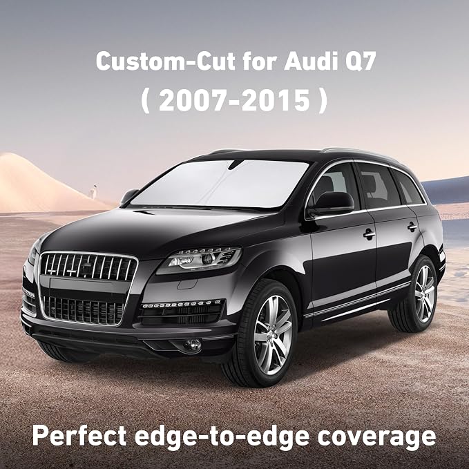 EcoNour Windshield Sunshade Compatible for Audi Q7 2007-2013 2014 2015, Sun Visor for Front Windshield & Window Sun Shade Cover, UV Heat Blocker & Protector, Car Accessories - Image 2