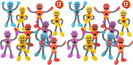 ArtCreativity Bendable Robot Figures, Set of 12 Flexible Men, Birthday Party Favors for Boys and Girls, Stress Relief Fidget Toys, Sensory Toys for Kids and Adults, Goody Bag Stuffers (Pack of 2) by ArtCreativity