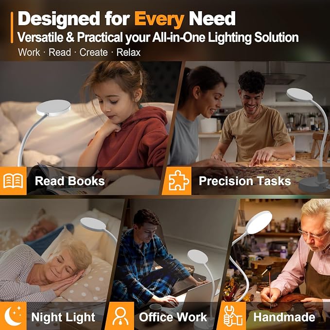 15W LED Desk Lamp with USB Charging Ports, [Button & Remote Control] Dimmable Table Lamp with 3 Color Modes, 5 Brightness Levels, 4 Timers, Flexible Reading Light for Home Office, Bedroom, Kids Study - Image 7