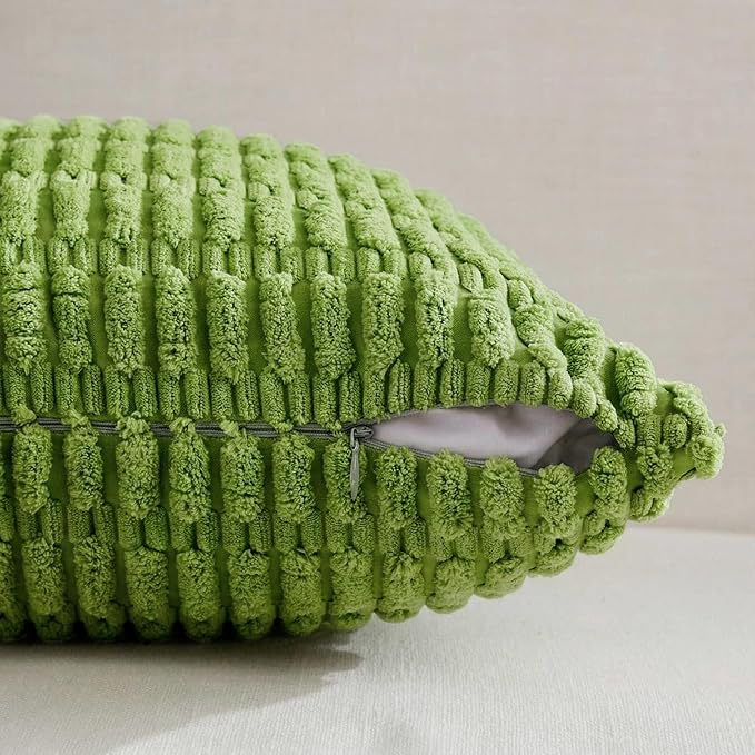 Fancy Homi 4 Packs Decorative Throw Pillow Covers for Living Room Couch Bed, Modern Farmhouse Boho Home Décor Accent Cushion Case, 14" x 14", Lime Green - Image 3