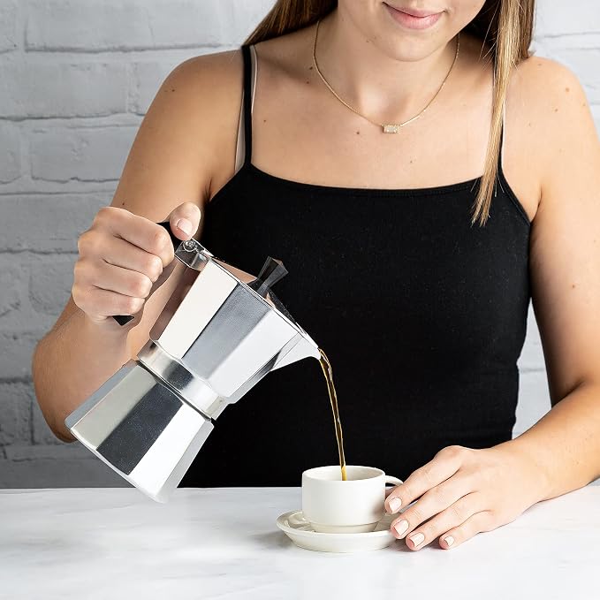 Primula Stovetop Espresso Maker and Handheld Electric Milk Frother Gift Set, Moka Pot for Classic Italian and Cuban Coffee, Cafetera, 6 Espresso Cups, Silver - Image 13
