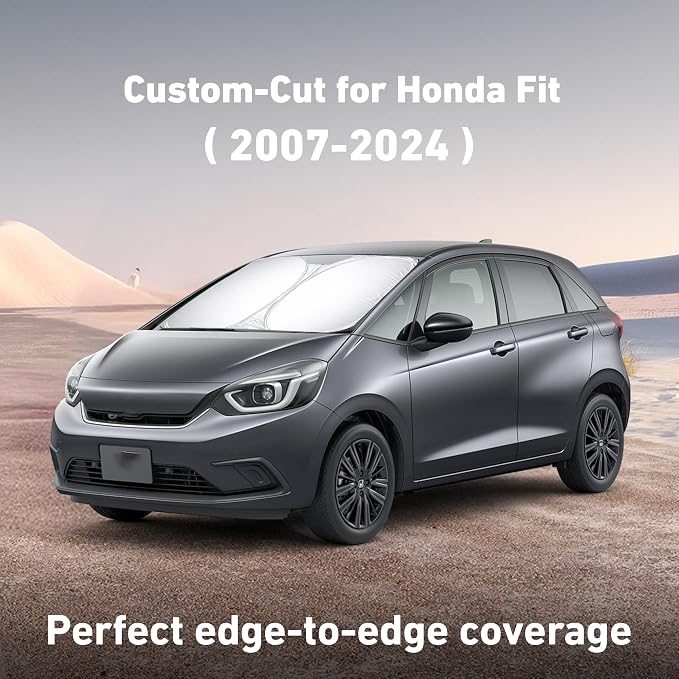 EcoNour Windshield Sunshade Compatible for Honda Fit 2007-2022 2023 2024, Sun Visor for Front Windshield & Window Sun Shade Cover, UV Heat Blocker & Protector, Car Accessories - Image 2