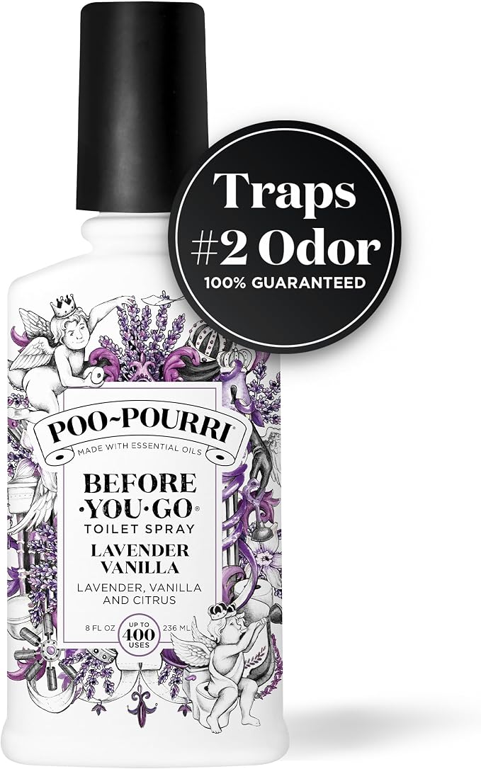 Poo-Pourri Before-You-Go 8oz Air & Toilet Freshener Lavender Vanilla Spray – Instantly Works to Trap Bathroom Odor – Plant Based Ingredients & Essential Oils – with Lavender, Vanilla & Citrus - Image 2