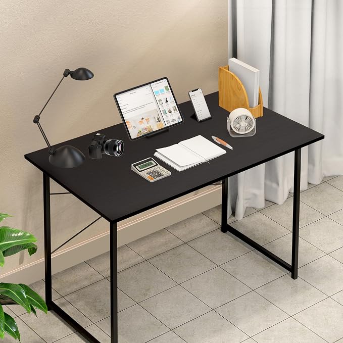 YSSOA Computer Desk Home Office Work Study Writing Modern Simple Table with Headphone Hooks - Image 2