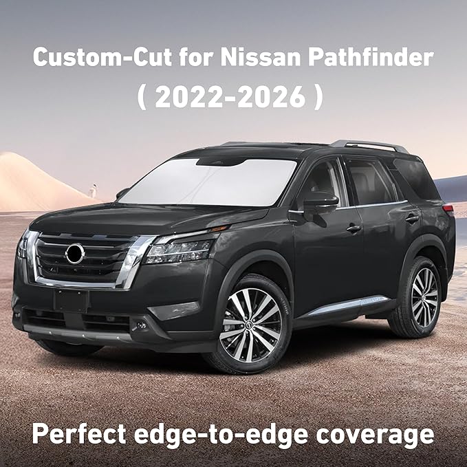 EcoNour Windshield Sunshade Compatible for Nissan Pathfinder 2022-2024 2025 2026, Sun Visor for Front Windshield & Window Sun Shade Cover, UV Heat Blocker & Protector, Car Accessories - Image 2