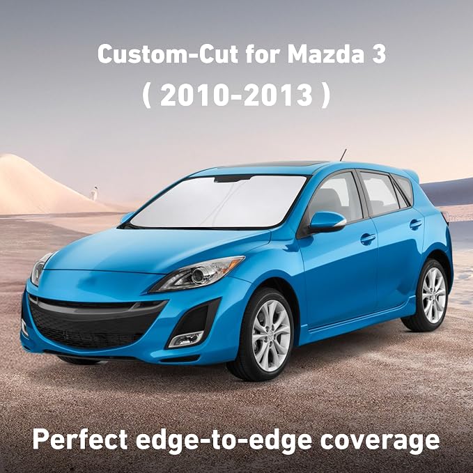 EcoNour Windshield Sunshade Compatible for Mazda 3 2010-2011 2012 2013, Sun Visor for Front Windshield & Window Sun Shade Cover, UV Heat Blocker & Protector, Car Accessories - Image 2
