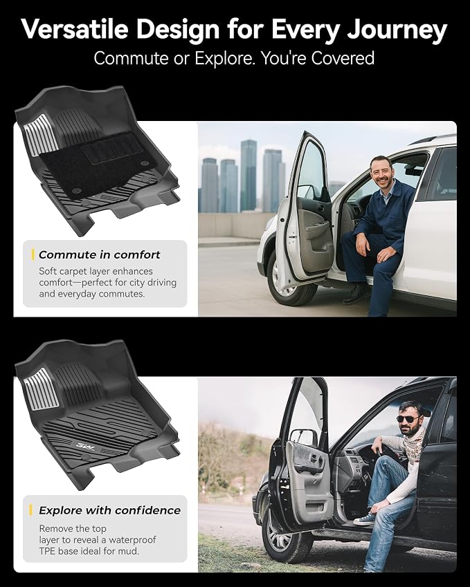 3W Floor Mats (with Metal Pedals)&Carpets Fit for Ford F-150 2015-2026 & F150 Lightning 2022-2025 SuperCrew, TPE All Weather Car Mats Custom Fit Accessories (w/s Original fold Under-Seat Storage Box) - Image 9