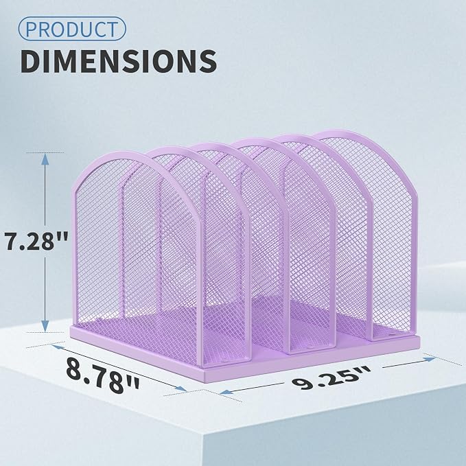 Gawerk 5-Section Vertical Desktop Organizer, 6-Section Mesh File Folder Stand Sorter for Office Home Classroom Organization - Image 2
