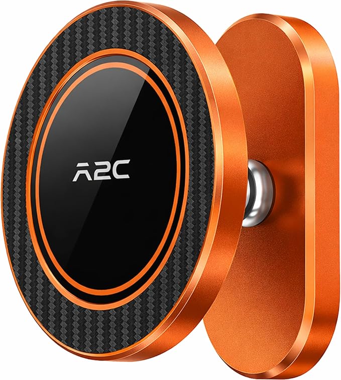 A2C Alloy Magnetic Golf Cart Phone Holder for MagSafe iPhone, Unique Golf Gifts for Men Women Golfers, Golf Gift for Him Her Husband, Golf Accessories Essentials Gadgets Fits EZGO, Club Car (Orange) by A2CSupportAlways