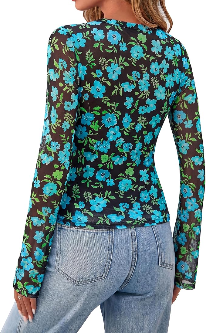 BTFBM Button Down Shirts for Women 2026 Fall Boho Tops V Neck Long Sleeve Blouses Ruched Mesh Fitted Fashion Clothing - Image 4